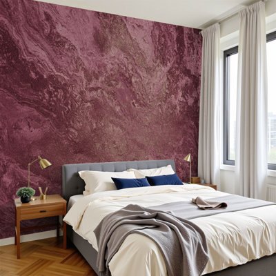 Peel and Stick Wallpaper Maroon Brown Grunge Ombre Marsala Colour Pretty Vinous Wall Murals 100"H x 144"W Removable PVC Wall Paper Self-Adhesive Wall Paintings Art Decor for Bedroom Living Room