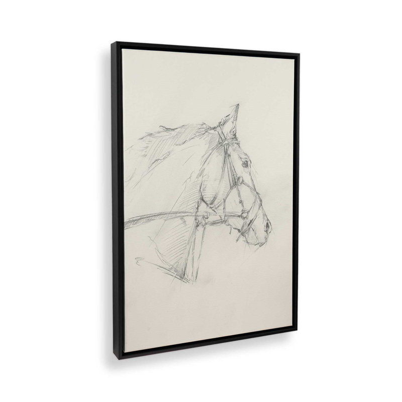 «Bridled Horse Courir croquis I» par Ethan Harper, reproduction d'art, H 24 po x l 18 po, Noir