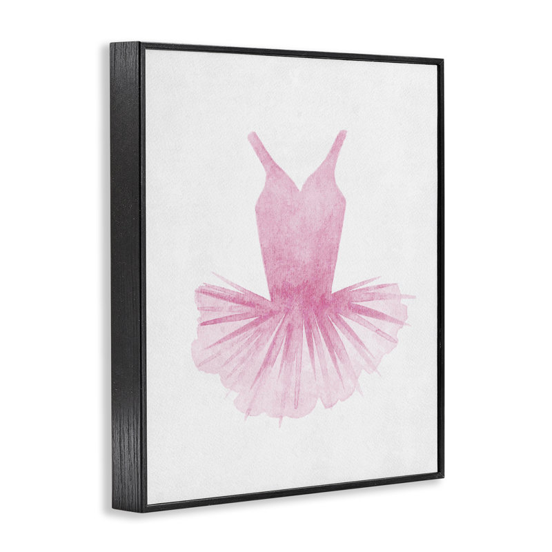 Aquarelle de tutu ballerine rose, estampe numérique, design par Camila Juncos, H 14 po x l 11 po, Giclée encadrée noir minuit