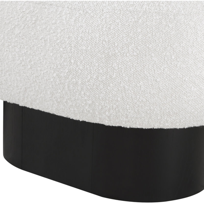 Banc rembourré en tissu Denyer, Noir, Tissu crème bouclé