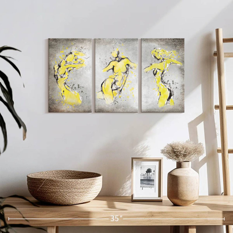 Figurine féminine, reproduction d'art sur toile, H 12 po x l 26 po x P 1 po