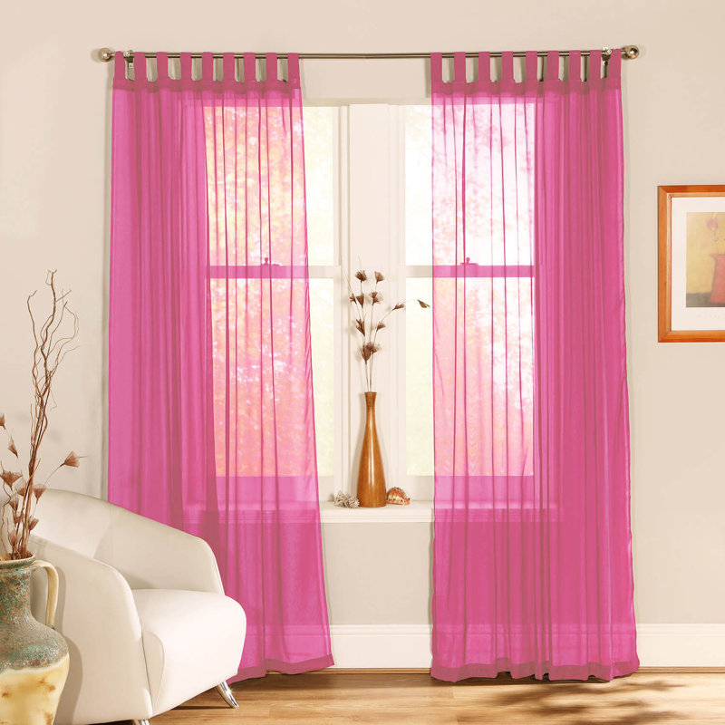 Mitthun Semi Sheer Pair, 149cm Width x 122cm Drop, Cerise