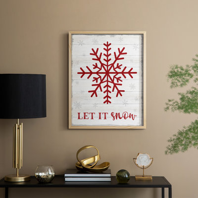 Let It Snow Snowflake Framed Print - Solid Wood