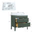 Meuble-lavabo de salle de bain autoportant vert 36 po entièrement assemblé avec structure en bois massif et plateau en marbre d'ingénierie