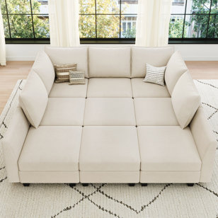 107 '' L-Shaped Modular Sectional Sofa, Living Room Comfy Corner Cloud Couch, With Ottoman Storage