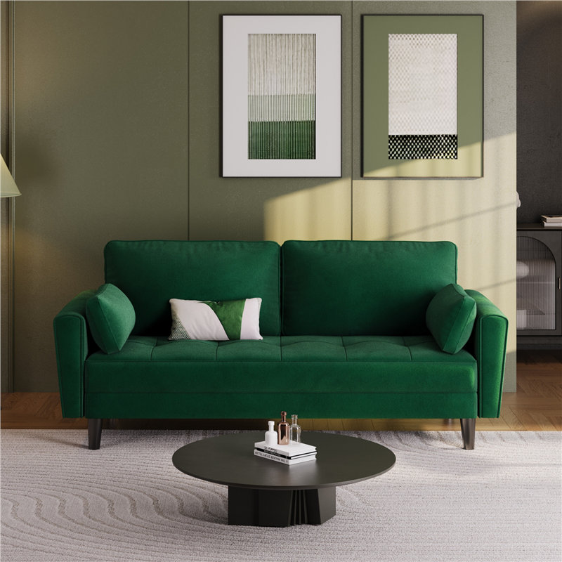 2 Seater Linen Loveseat, Green