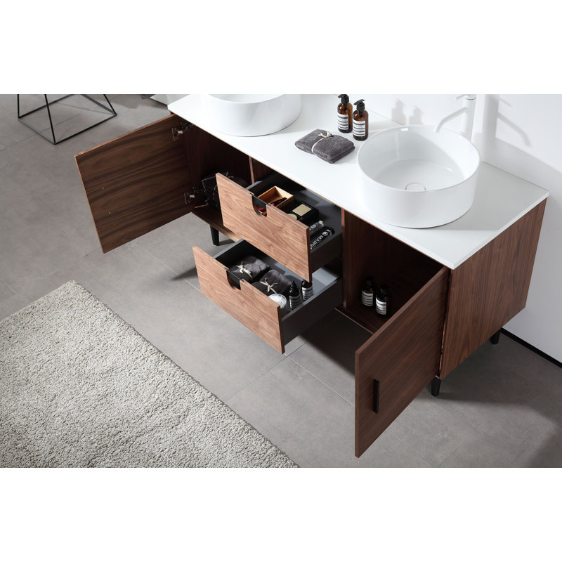 Portree 60" W Double Vanity, Walnut