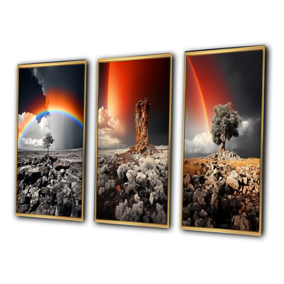 " Rainbow Shades Of Colorlessness Landscape " 3 - Pieces