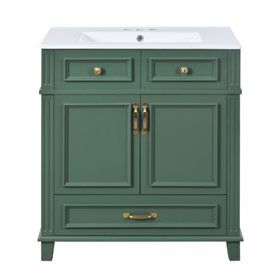 30'' Bathroom Vanity with Ceramic Sink, Durable Wood Frame and Ample Storage for Modern Bathrooms