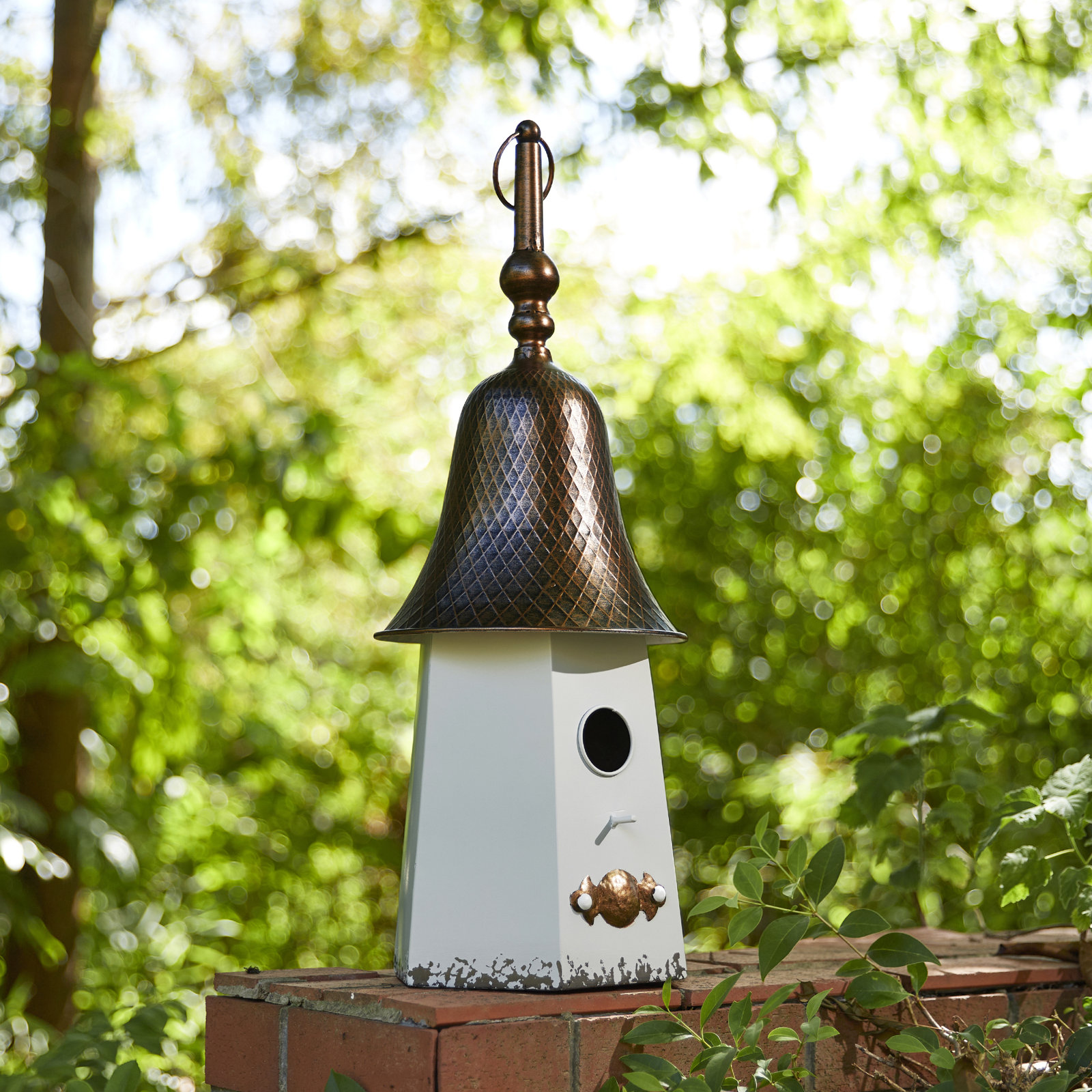 24"H Metal Bell Roof Decorative Outdoor Garden Birdhouse