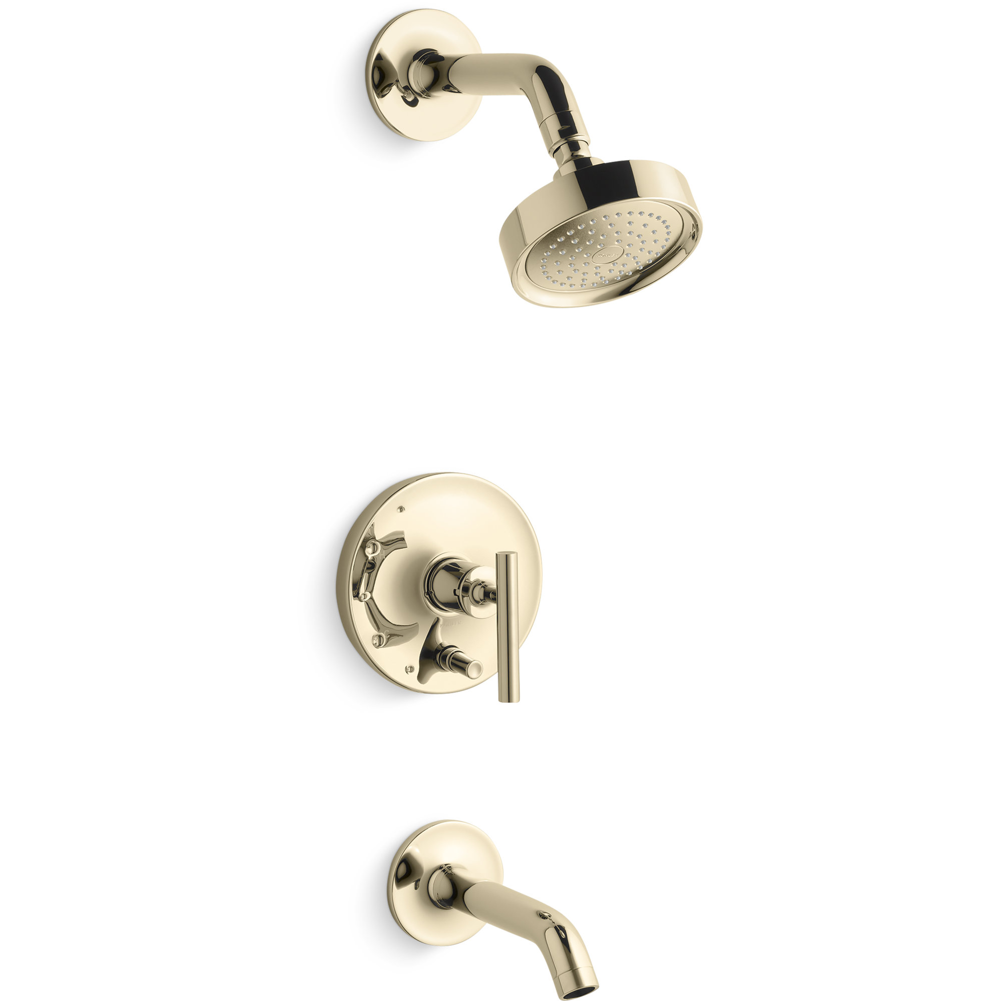 Purist Pressure-Balancing Thermostatic Tub and Shower Faucet, Vibrant French Gold, 2.5 GPM, Lever Handle