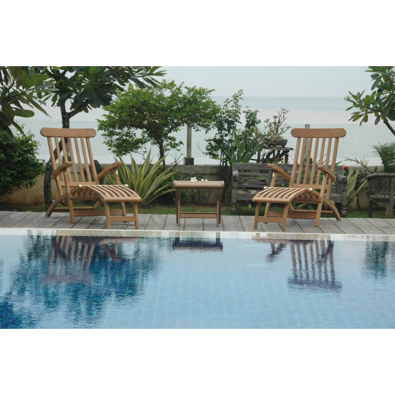 Royal Teak 3-Piece Outdoor Armchair and Stool Set