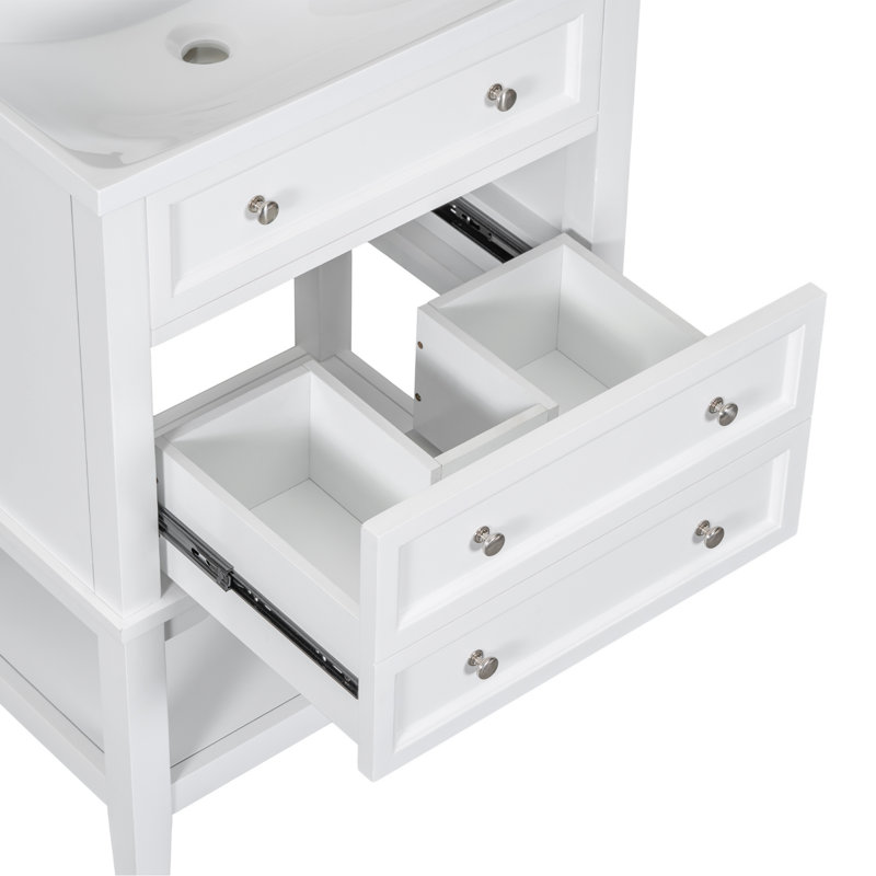 Meuble-lavabo pour salle de bain, meuble de rangement à structure en bois avec tiroir et tablette ouverte, meuble-lavabo pour la maison, appartement