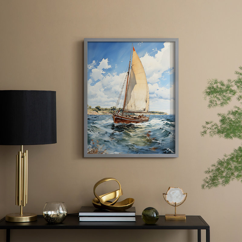 NAUTICAL Series CCDXL III - Impression encadrée de qualité supérieure - Prêt à être accroché - Aucun clou requis, Gris