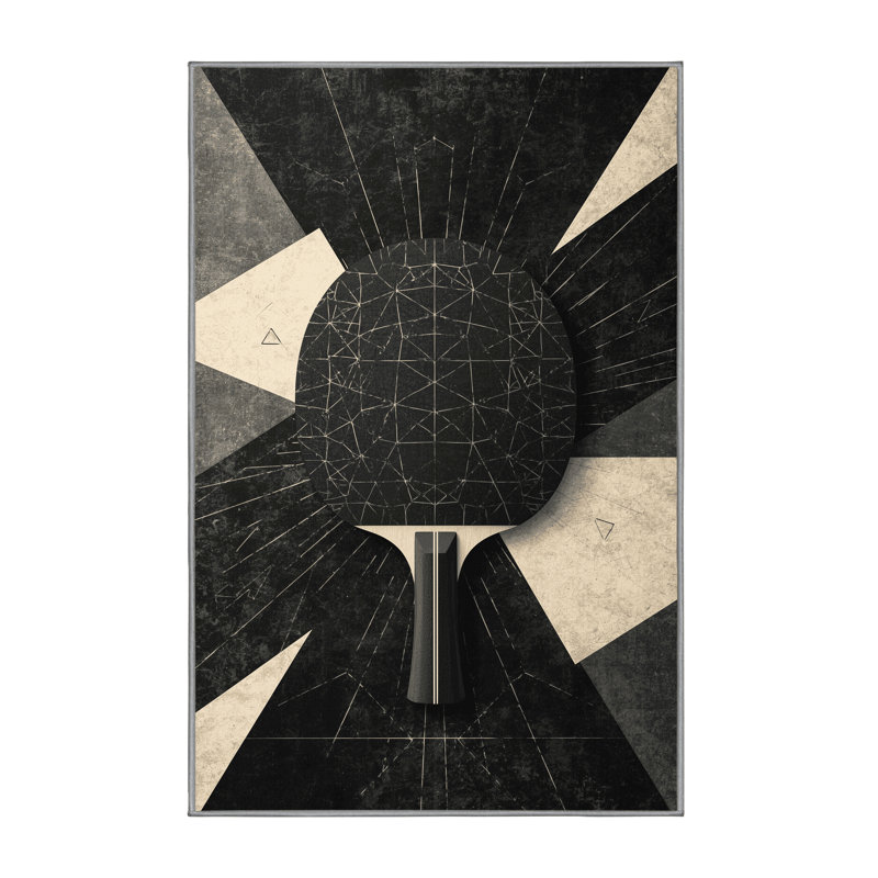 Soft Plush Enger Table Tennis Olympic Modern Geometric Area Rug in Gray – Gray Binding, 2x4