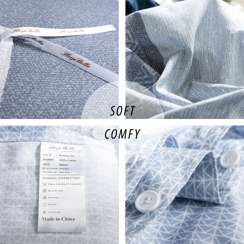 SLEEPBELLA Duvet Cover King, 600 Thread Count Cotton Blue & Green Paisley Floral Pattern Reversible Comforter Cover