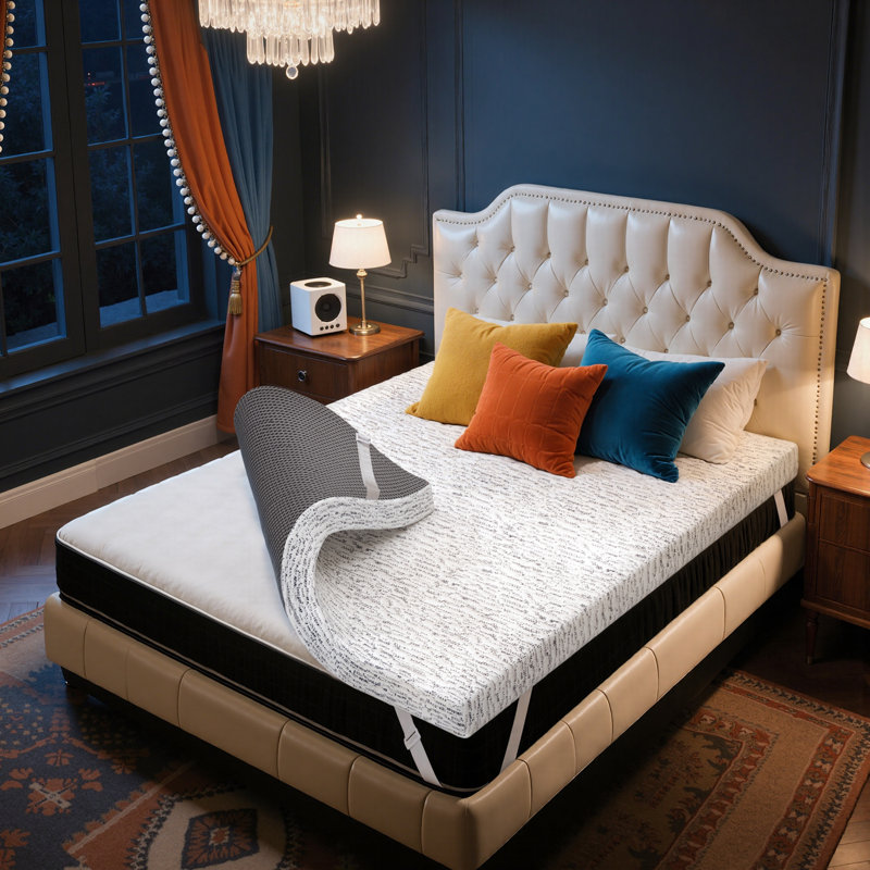 Cooling Gel Memory Foam Mattress Topper with Removable Cover, 2, Twin XL