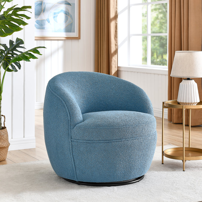 Gwenlyn 360 Swivel Teddy Sherpa Barrel Chair, Coral Teddy