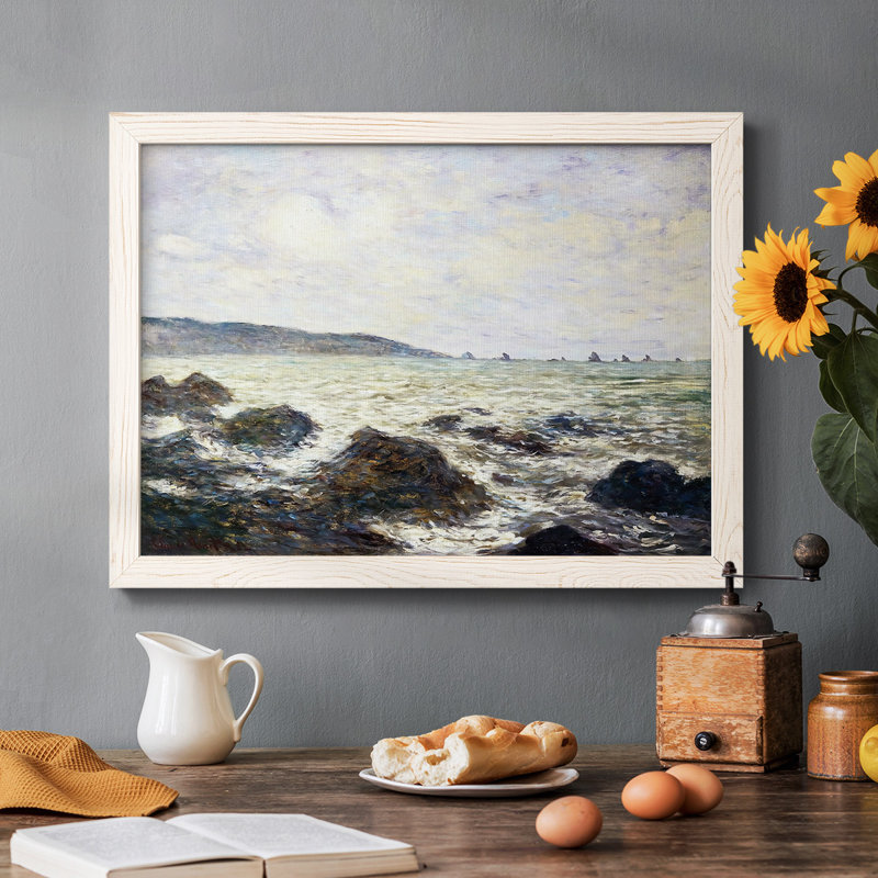 Côte de la Normandie - Toile tendue avec châssis rustique, Cadre blanc, H 18 po x l 26 po x P 1,5 po