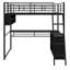 Lit mezzanine en métal avec DEL, bureau et tablettes