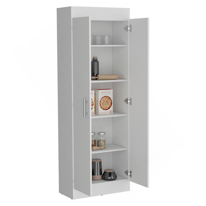 Nepal Pantry Cabinet, Space-Efficient 2-Door Design With Multiple Shelves, White
