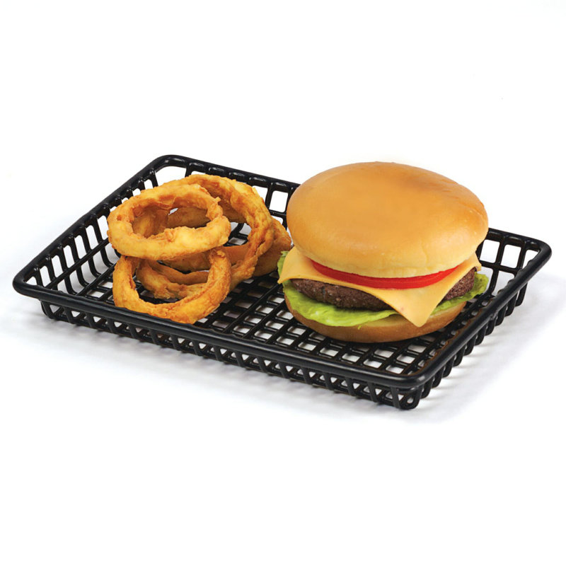 4-835809 – 9" X 7" Rectangular Grid Basket, 1.175" Tall, Black