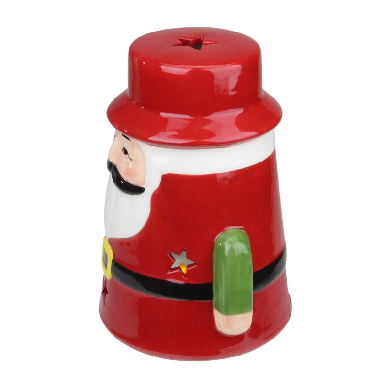 bougeoir à bougies en céramique rouge père Noël 7,25