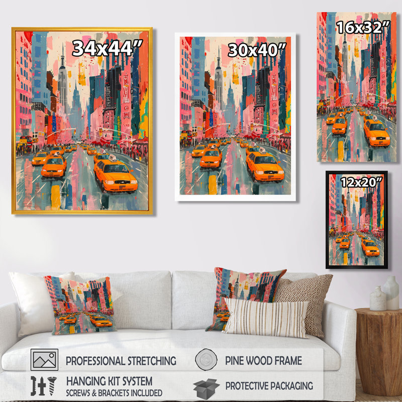 Rose, gratte-ciel de New York City III - impression d'art mural New York City, Cadre flottant noir, H 16 po x l 32 po