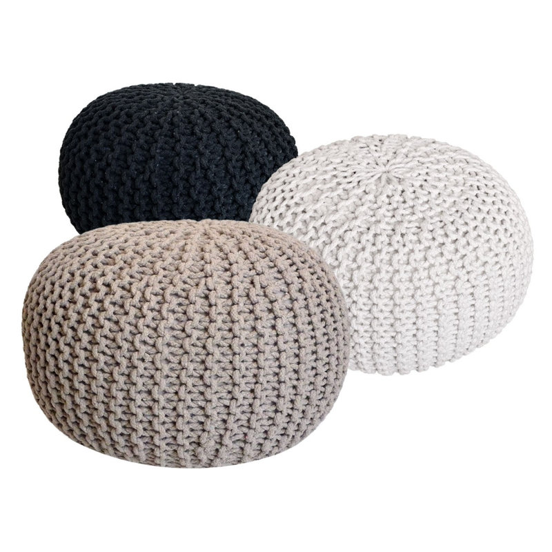 Iyana 55cm Wide Pouf Ottoman, Black/Green/Yellow