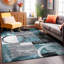 Tapis moderne performance gris, ivoire et bleu à motif abstrait Fanton-2111089913-2029922345