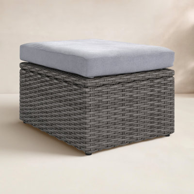 Wicker Outdoor Ottoman with Cushion