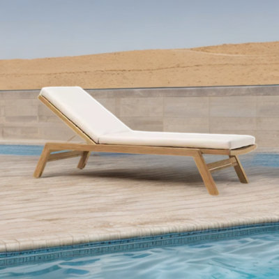 Chaise longue d'extérieur inclinable en teck