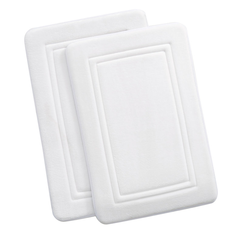 Baysen Memory Foam Bath Rug, White, 20" W x 30" L