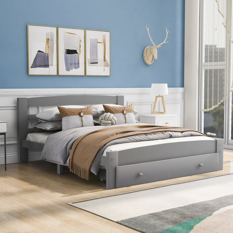 Mclawhorn Solid Wood Storage Bed, Grey, Single (3')
