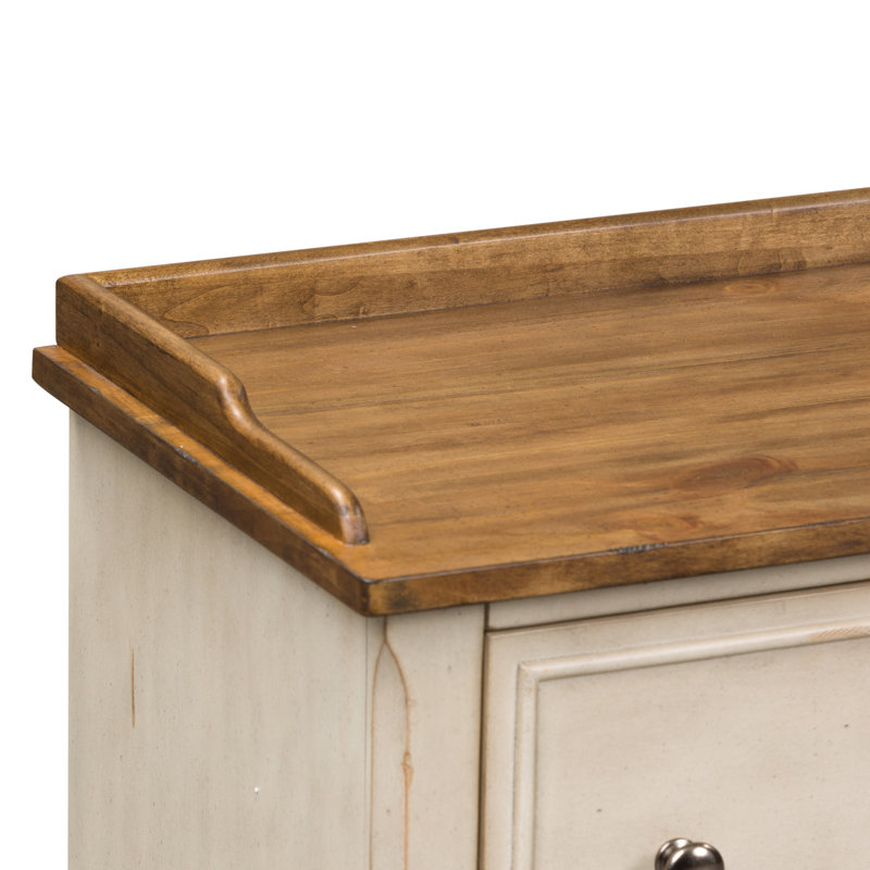 Antique White and Tobacco Traditional Storage Hall Bench