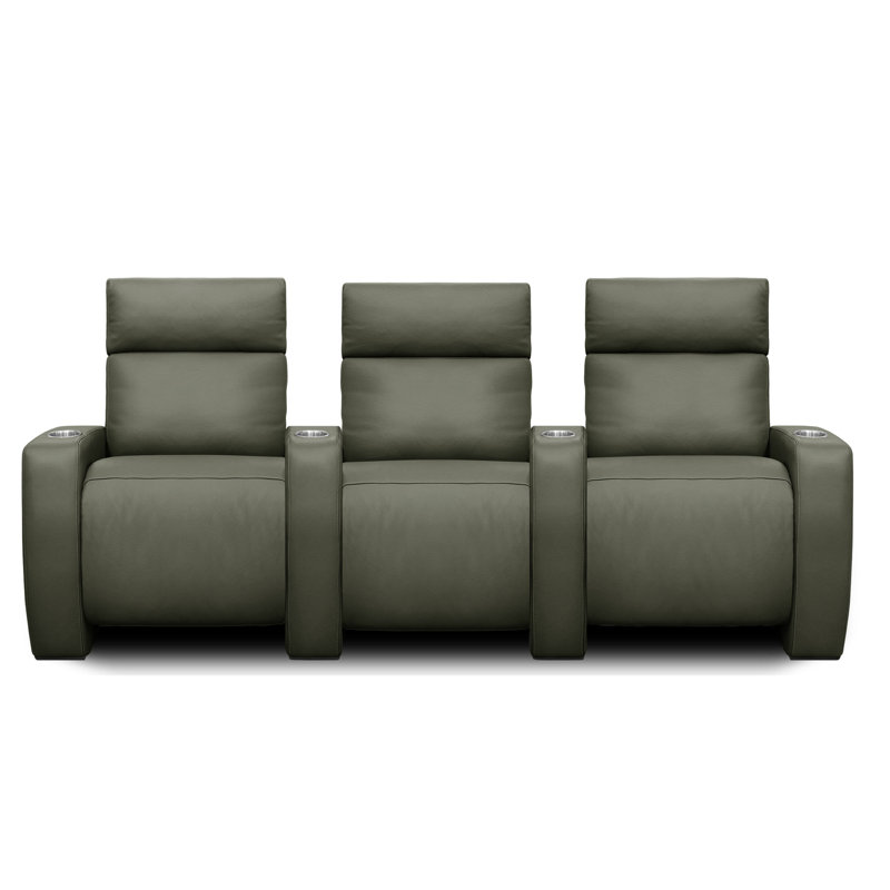 Kalispell Leather Home Theater Configurable Seating, Pewter Dreamer Genuine Leather