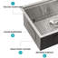 Évier de cuisine en acier inoxydable 304 de poste de travail 32 po x 19 po x 10 po - calibre 16, avec coins arrondis et grille de vaisselle incluse, insonorisation, clips d'installation de la passoire