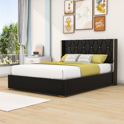 Cuji Full/Queen Size Upholstered Platform Bed with Metal Strips and Headboard -  Everly Quinn, 85C1FD6F82684C539ACCA92863AE6DE7