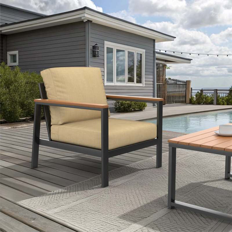 Chaise longue d'extérieur avec coussins Sunbrella® Townsend, Sunbrella® toile granit, None, Non