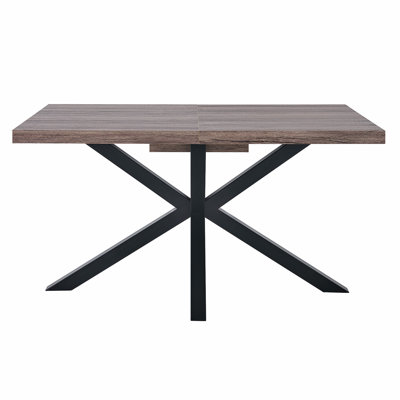 Thommy 71" Oak MDF Wood Extendable Pedestal Dining Table