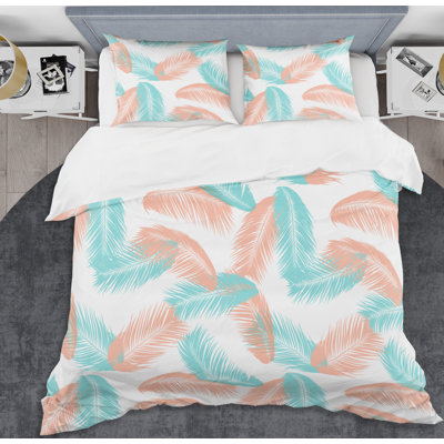 Ensemble de housse de couette mid-century en feuillage tropical rétro