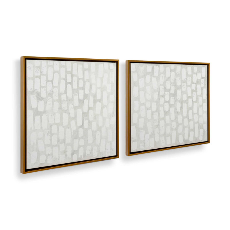 Wave Formations Duo I, ensemble de 2 impressions sur toile, Cadre flottant, H 37 po x l 50 po x P 1,75 po, Or poli