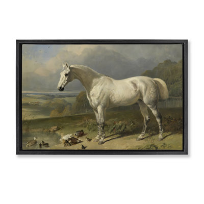 Grey Horse And Ducks In Landscape Floating Frame, design by Tina LeCour