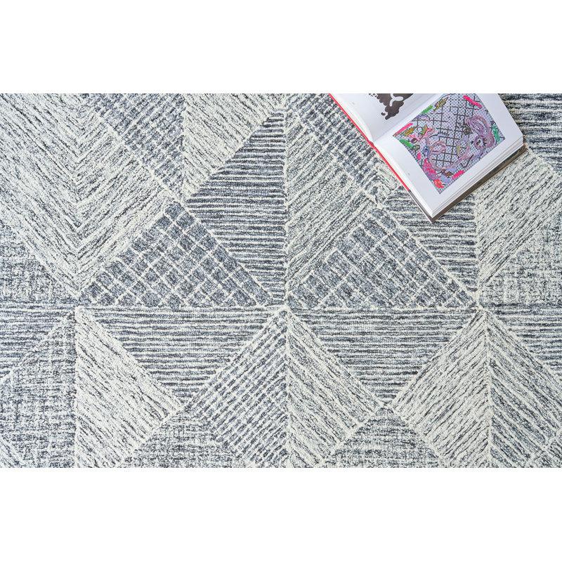 Caprice Wool Geometric Area Rug, Black/Ivory, Rectangle 12' x 15'