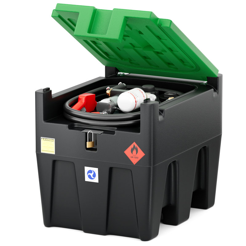 Pompe de transfert de carburant portative 12 V et ensemble de réservoir - capacité de 58 gallons, débit de 10,6 gal / min, coffre-fort multi-carburant