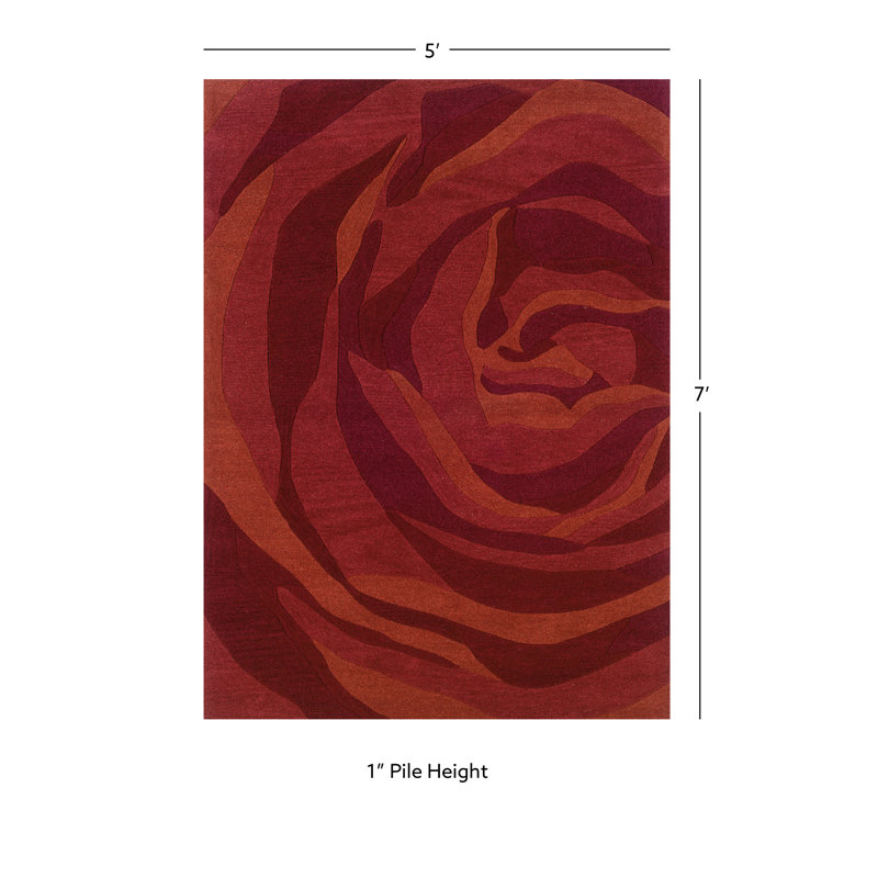 Equelle Handmade Rug Brick And Rust, Rectangle 5' x 7'