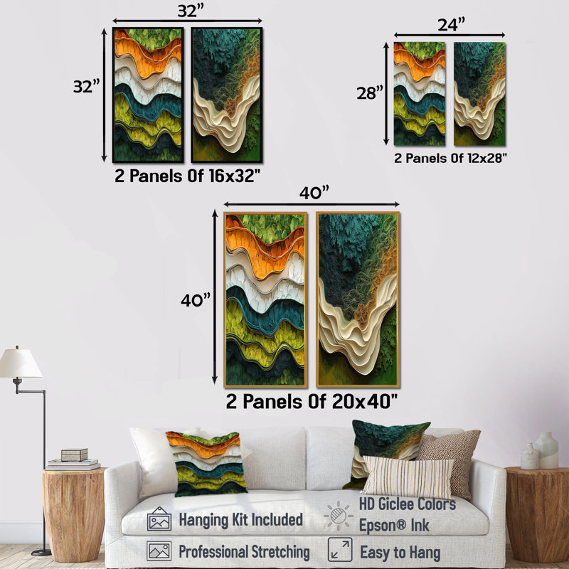 Biomorphism Earth Ephemeral Pathway III - Abstract Wall Art 2 Panels, H 32 po x l 33 po, Impression encadrée flottante, Noir