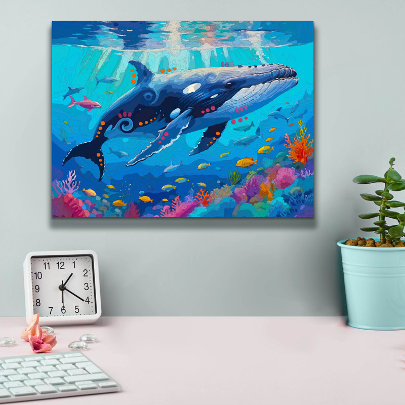  'Happy Humpback' by Dean Russo Canvas Wall Art, 16" x 12", 12" H x 16" W
