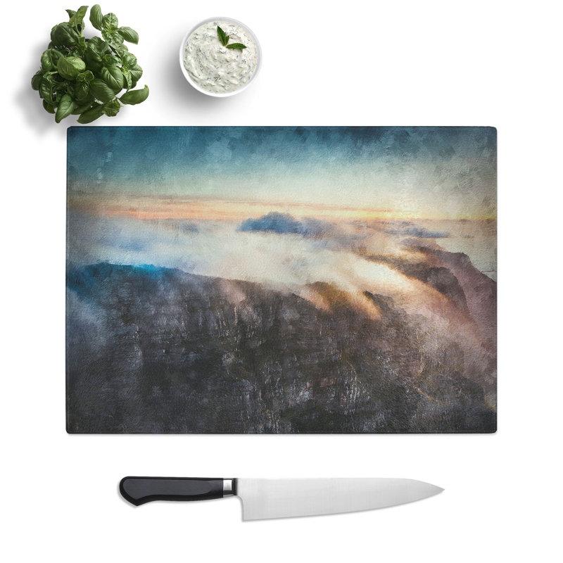 Tempered Glass Cable Mountain South Africa Chopping Board, 28.5 cm x 39 cm