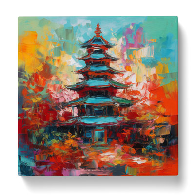 Pagoda Abstract Expressionism - Wrapped Canvas
